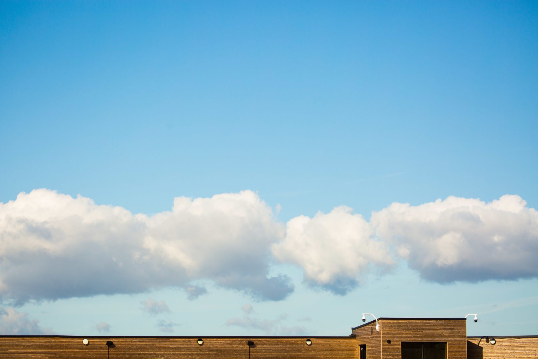 Blue sky above the Clubhouse at The Wave in Bristol