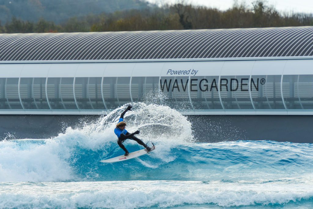 Shred surfing at The Wave, inland surfing lake in Bristol