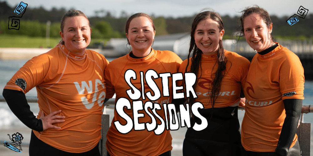 Sister sessions - 4 women surfers by shore