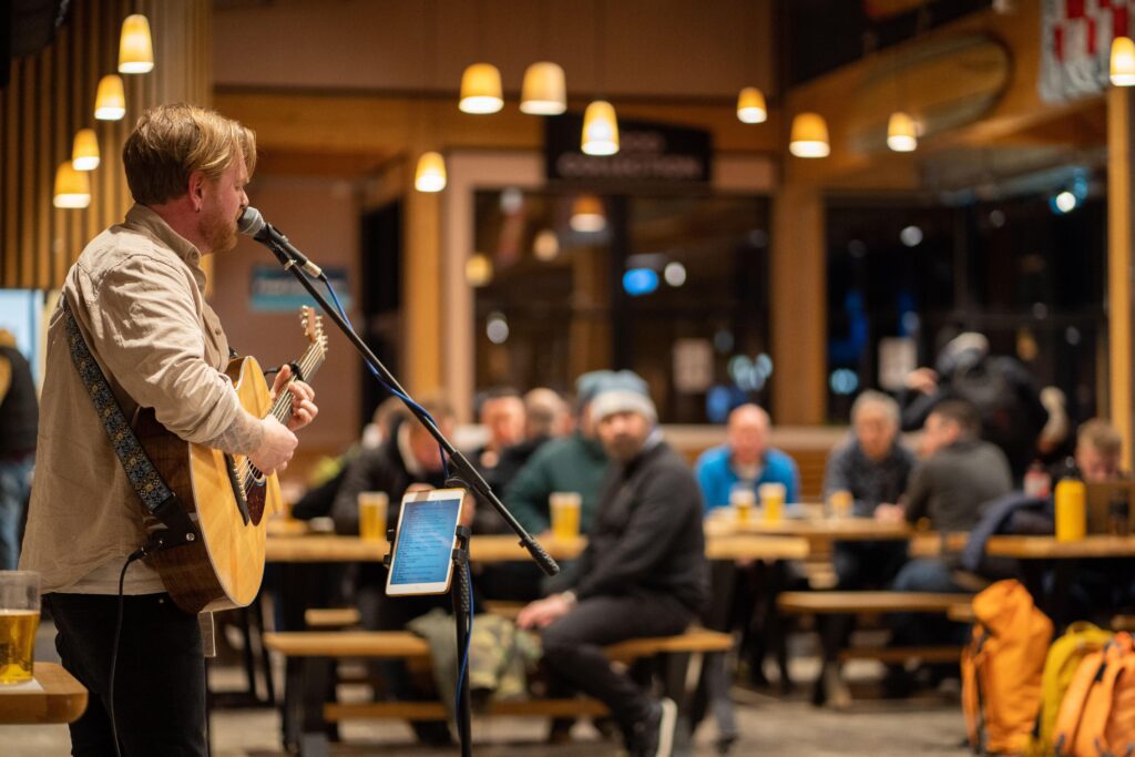 Jonny Lewis performs in the clubhouse at The Wave