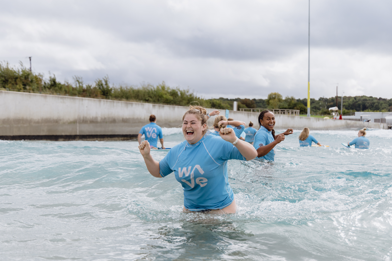 People swimmer in the Wave for St Peter's Hospice Cold Water Dip fund raiser