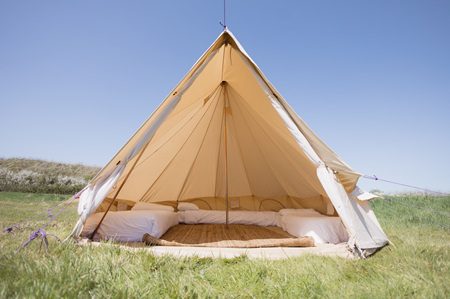 Pre pitched bell tent
