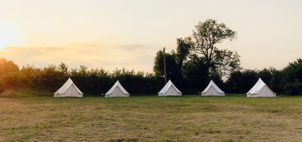 Bell tents in The Field at The Wave