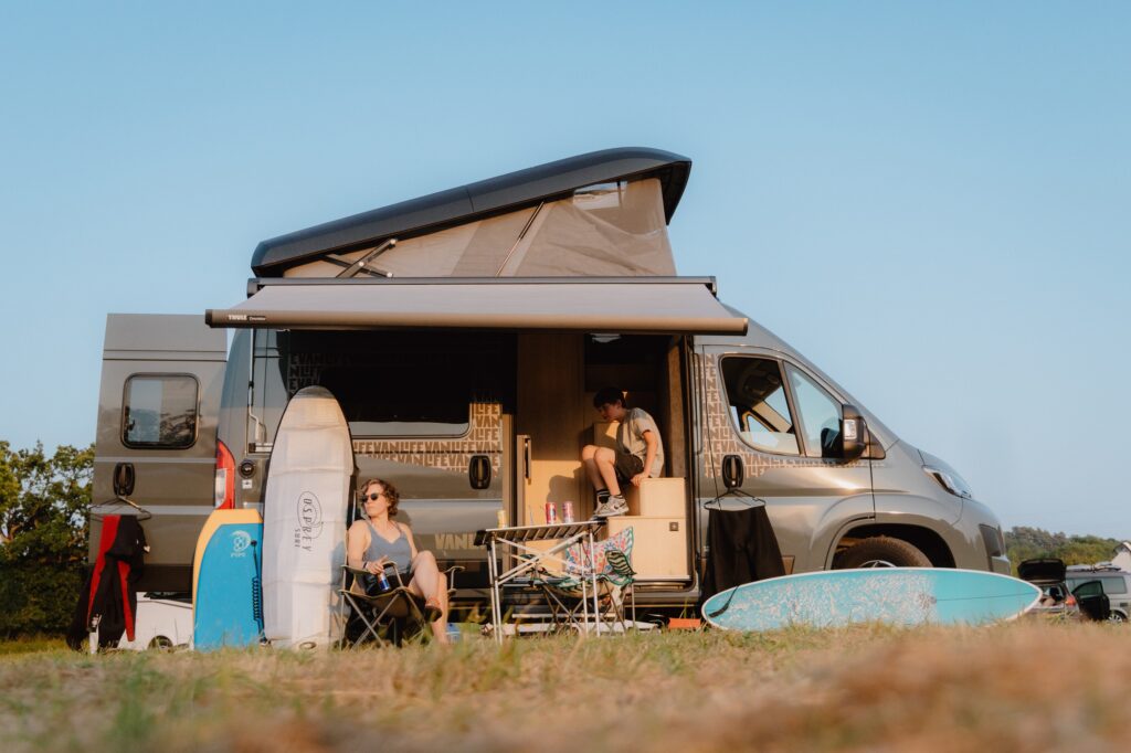 Family by Sunlight campervan at The Field at The Wave