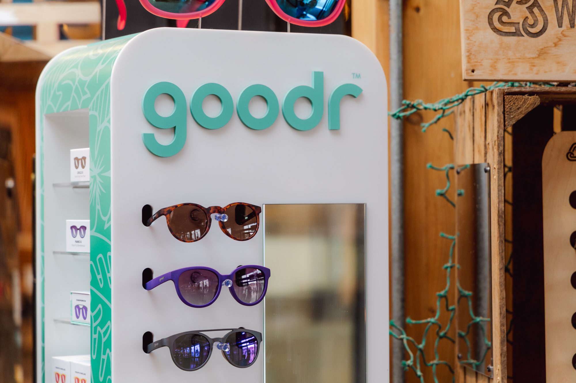 Goodr Sunglasses stand at The Wave
