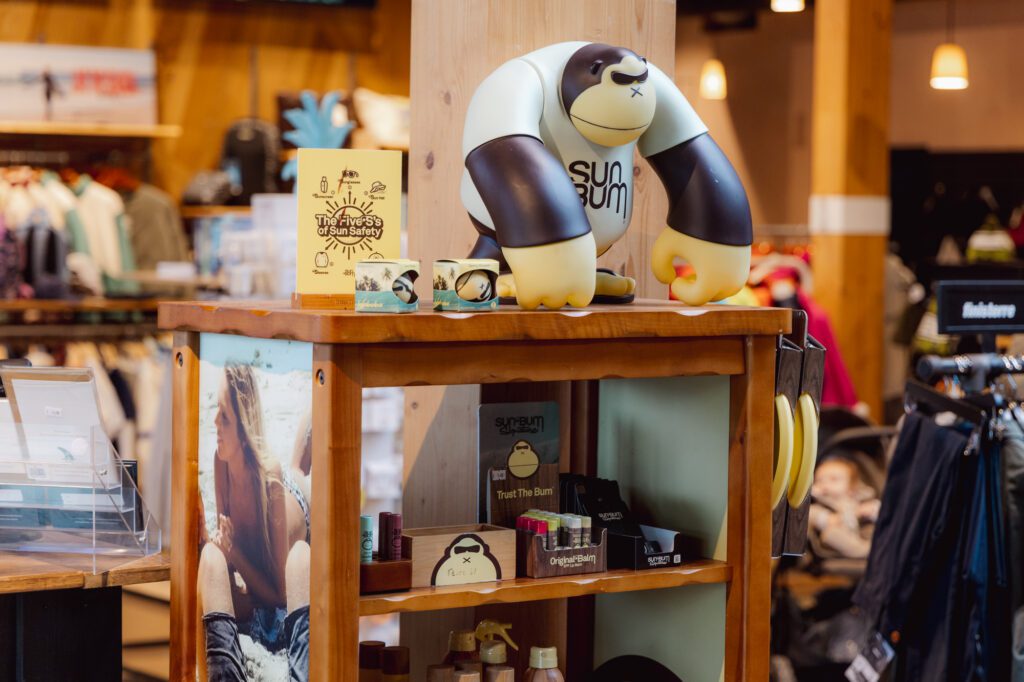 Sun Bum stand in the Wave Shop