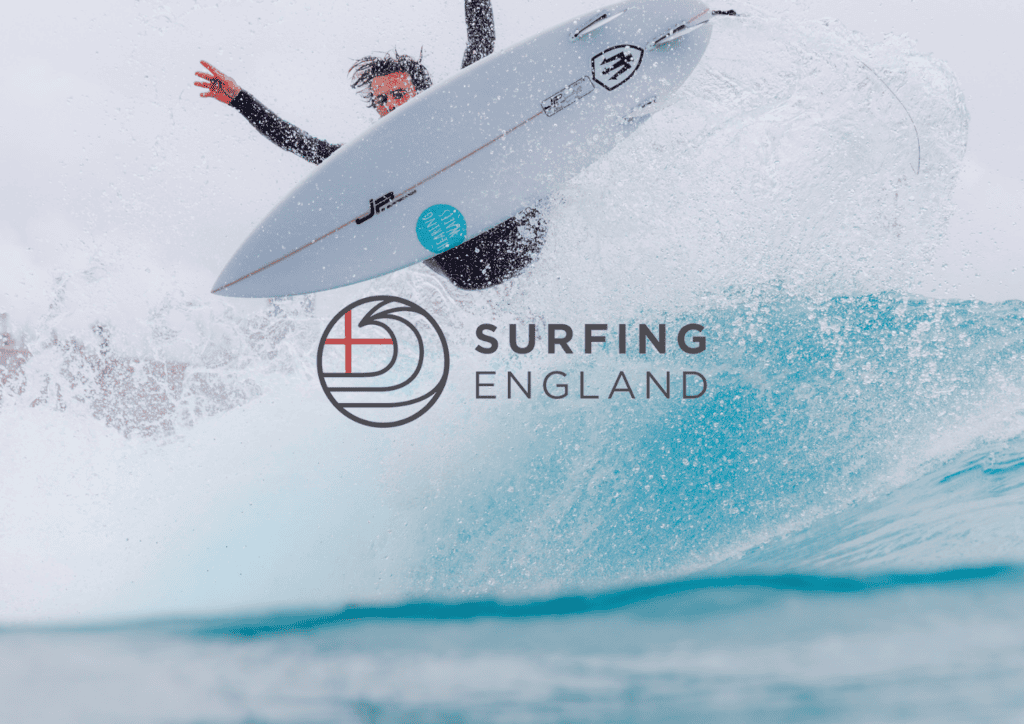 Surfer getting big air on flyer for Surfing England membership deal